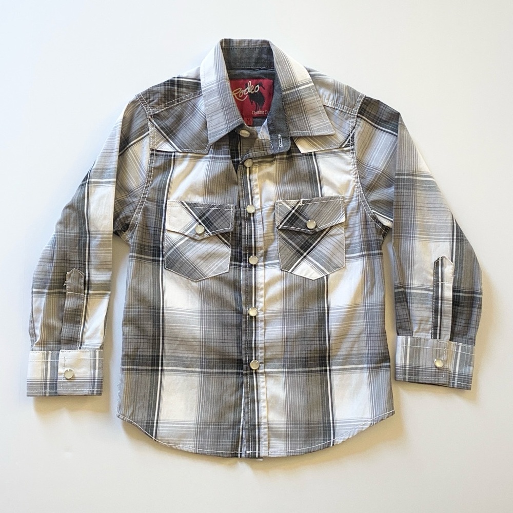 Rodeo Clothing Co boys western button up long sleeved shirt 4-5